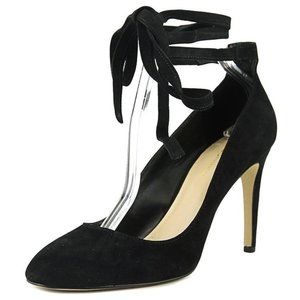 BCBG Generation Black Suede ANKLE TIE PUMPS NEW $179 Size 8.5